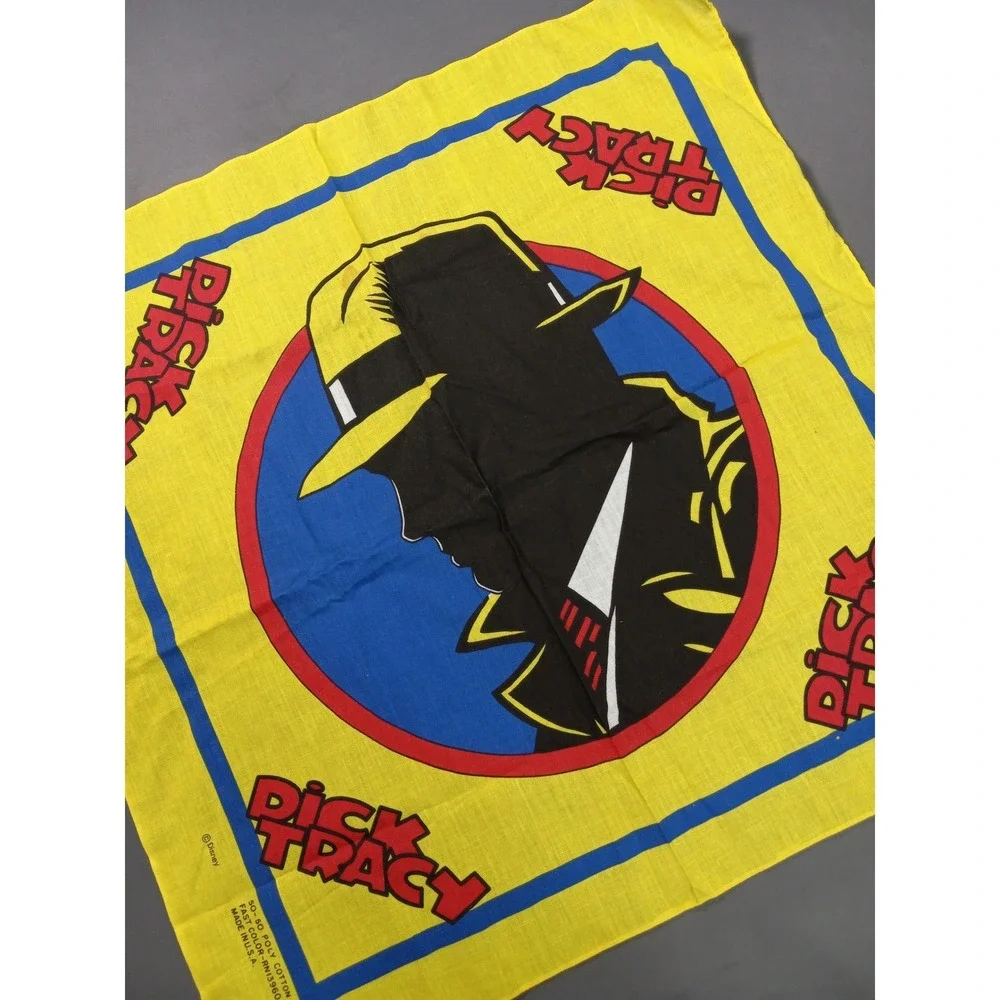 1990 Disney‎ Dick Tracy Yellow Graphic Bandana with Original Price Tag